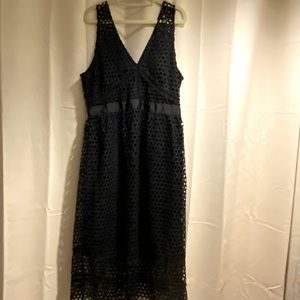 Abercrombie & Fitch Perforated Lace Mesh Sleeveless Midi Dress, size L T…